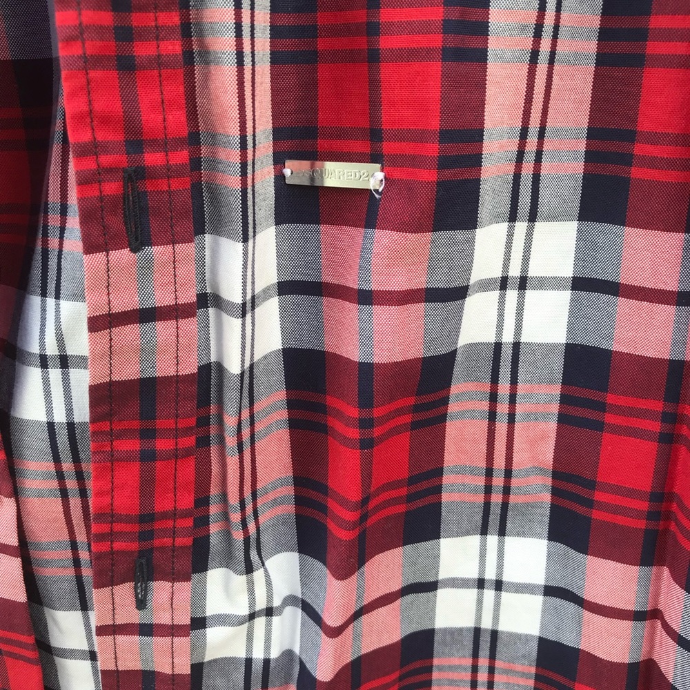 Dsquared2 Red Plaid Button Up Designer Shirt Red … - image 5